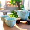 Cloud Motif Hand-Grip Tea Set – Teapot & 2 Cups | Sky Blue Glaze