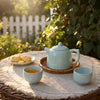 Qin Quan Teapot | Fully Handmade Ru Porcelain Gongfu Teapot | Sky Blue Glaze