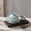 Yuan Bao Gaiwan | Handmade Ru Porcelain | Sky Blue Glaze